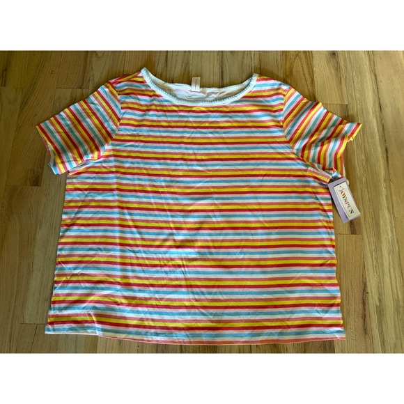 Joyspun Other - NWT JoySpun Women's Plus 2X (18W-20W) Multi-Color Stripe 100% Cotton PJ Tee